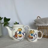 Teapot/coffee maker set with mug slip pattern breakfast hand-painted pieces