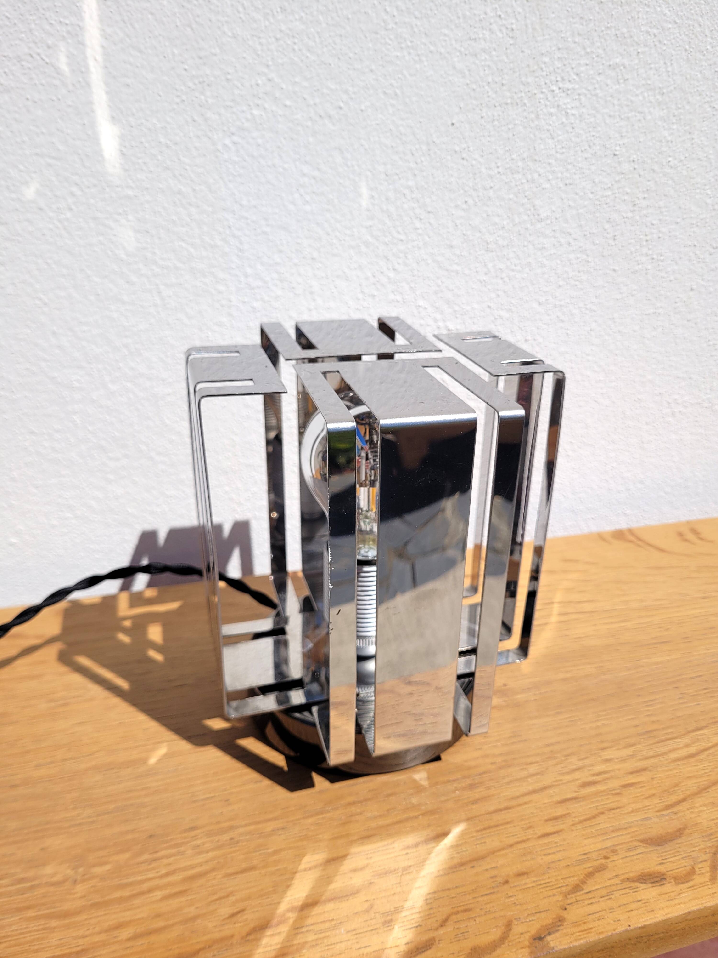 Vintage geometric chrome lamp 1970