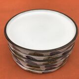 6 stackable dessert plates, Niderviller earthenware, "Prunes" collection