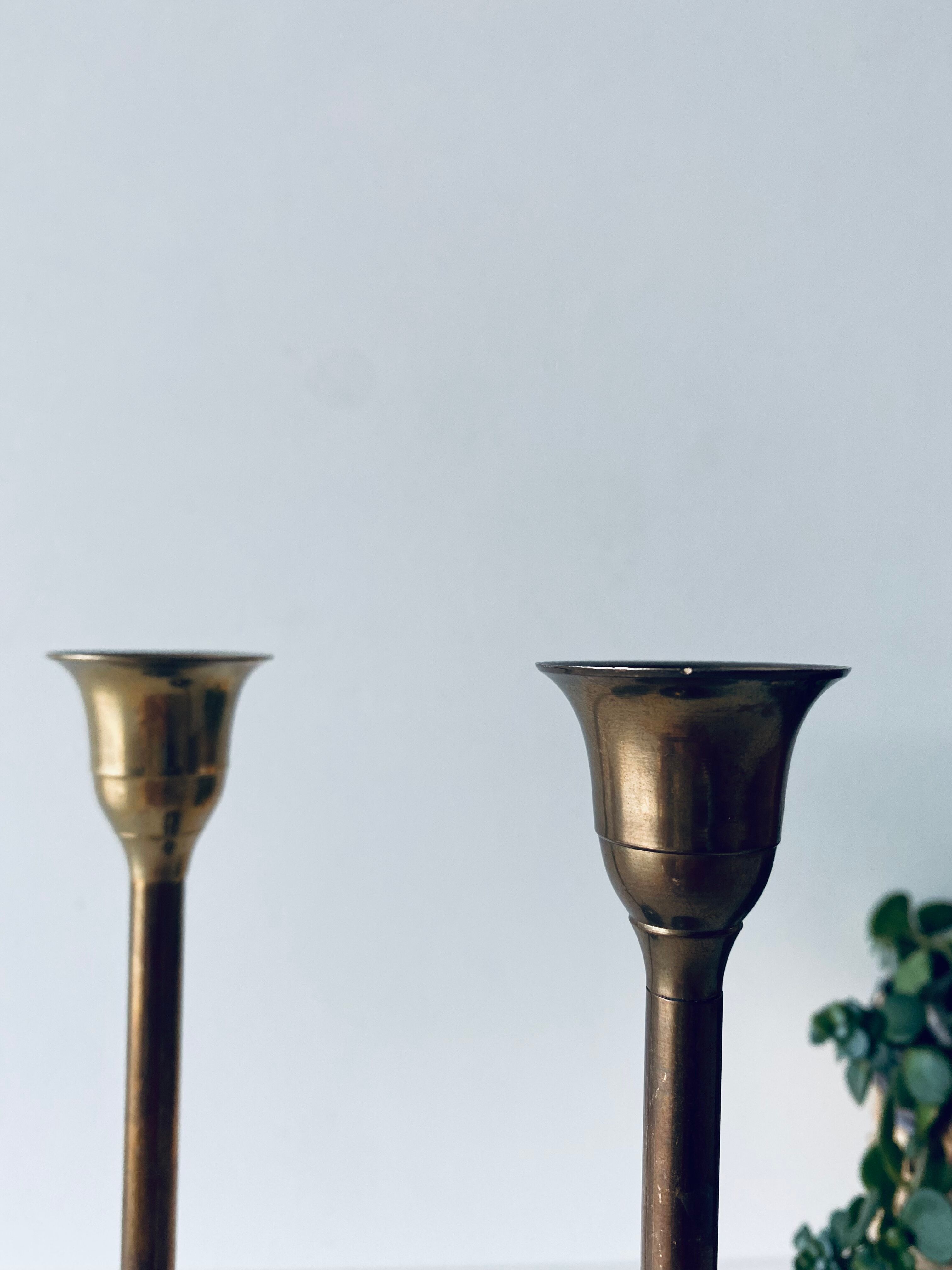 Pair of brass candle holders