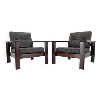 1970s Pair of Leather Armchairs by Lepofinn, Finland