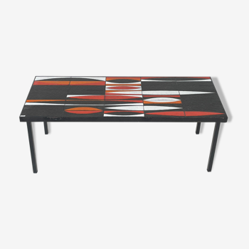 Coffee table, décor "Navette" by Roger Capron, circa 1950