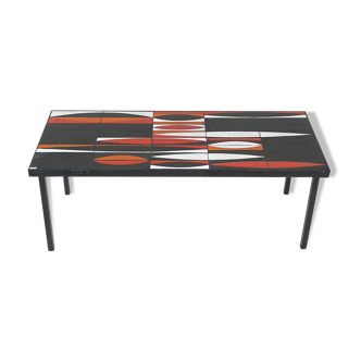 Coffee table, décor "Navette" by Roger Capron, circa 1950