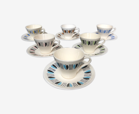 6 tasses et soucoupes, fin années 60