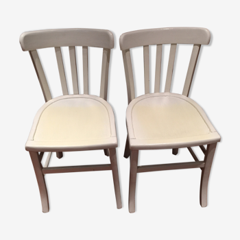 Paire de chaises bistrot peintes en blanc Luterna