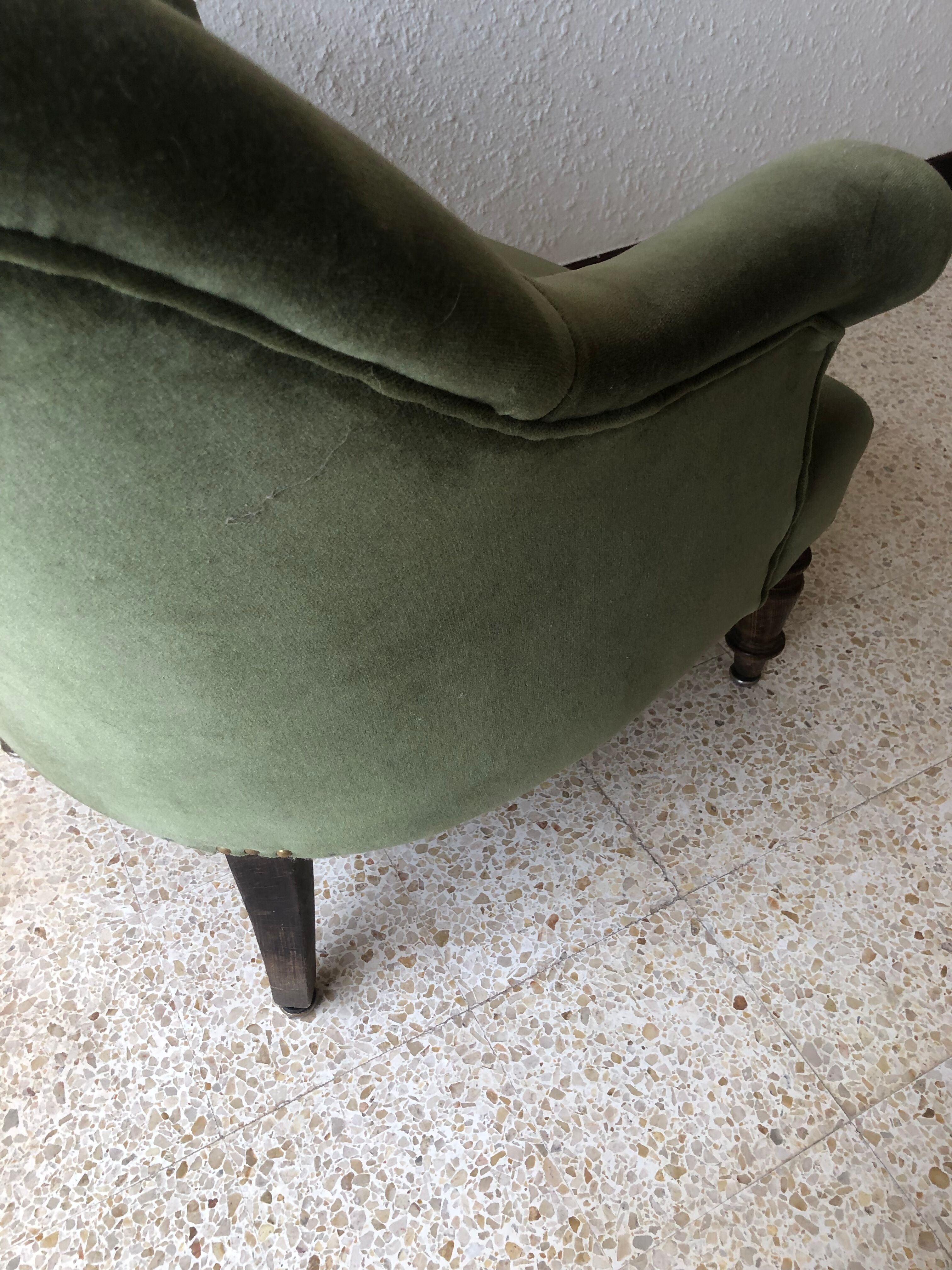 Toad armchair in green velvet
