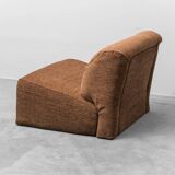 Modular 2-seater sofa in brown fabric, 1970s vintage modernism