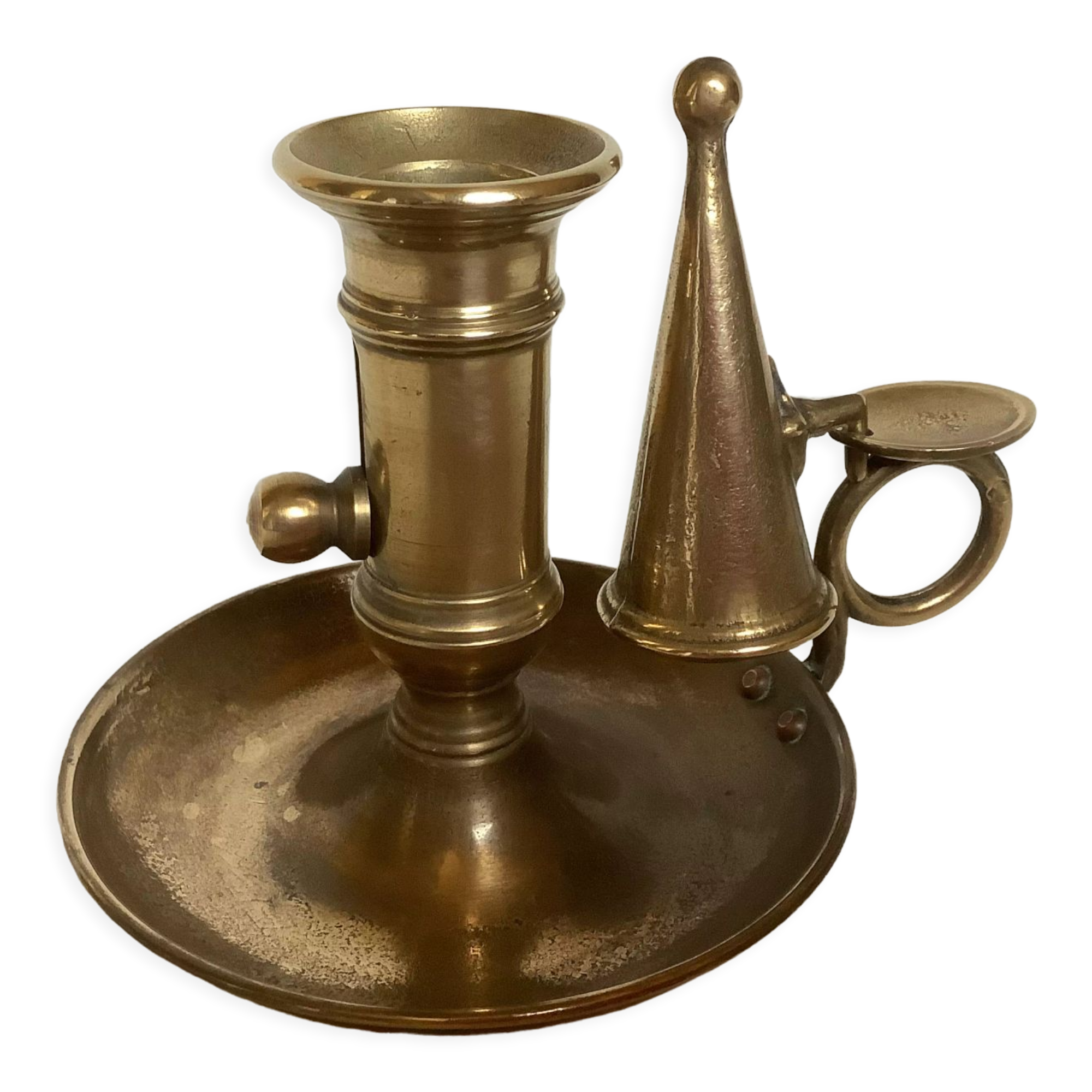 Brass cellar rat candle holder with its fly