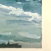 Huile sur toile côte rocheuse sous un ciel d’orage