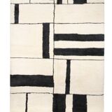 Tapis berbere beni ourain bicolore ecru et noir 307 x 208 cm