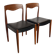 Pair of vintage teak chairs with black faux leather – Scandinavian style
