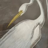 mixed media heron drawing