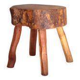 Vintage stool, wooden stool, brutalist, plant holder, interior decoration