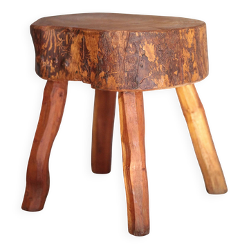 Vintage stool, wooden stool, brutalist, plant holder, interior decoration