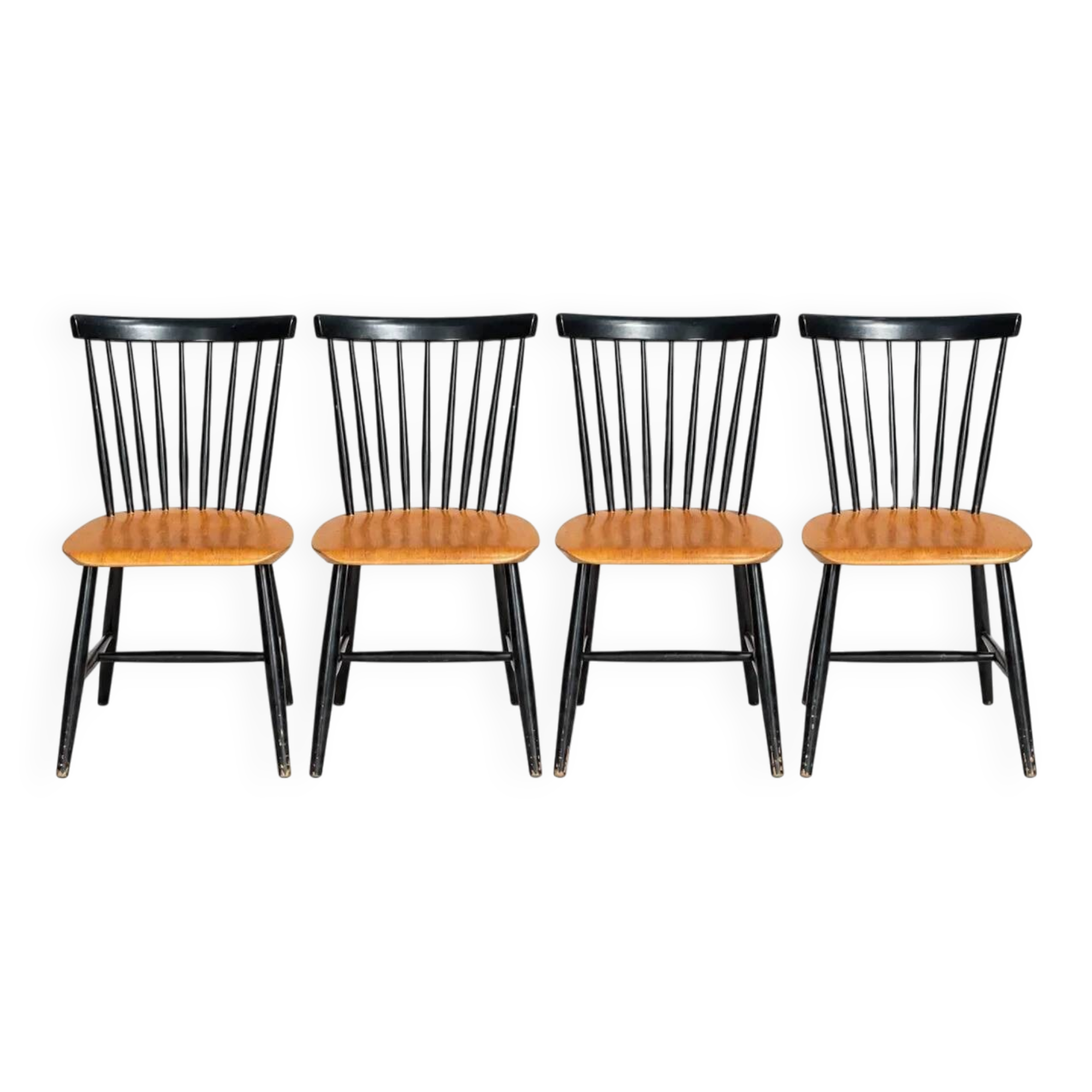 Set of 4 chairs by Sven-Erik Fryklund for Hagafors, Sweden, 1960s.