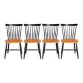 Set of 4 chairs by Sven-Erik Fryklund for Hagafors, Sweden, 1960s.