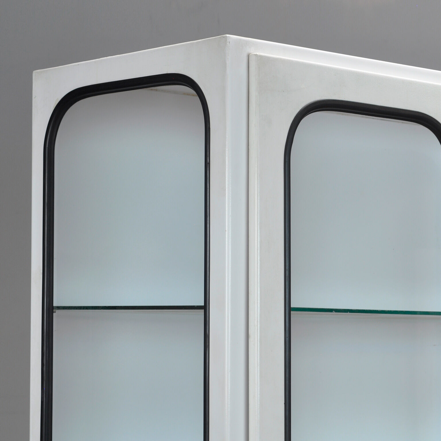Vintage Glass And Iron Medical Cabinet, 1970s
