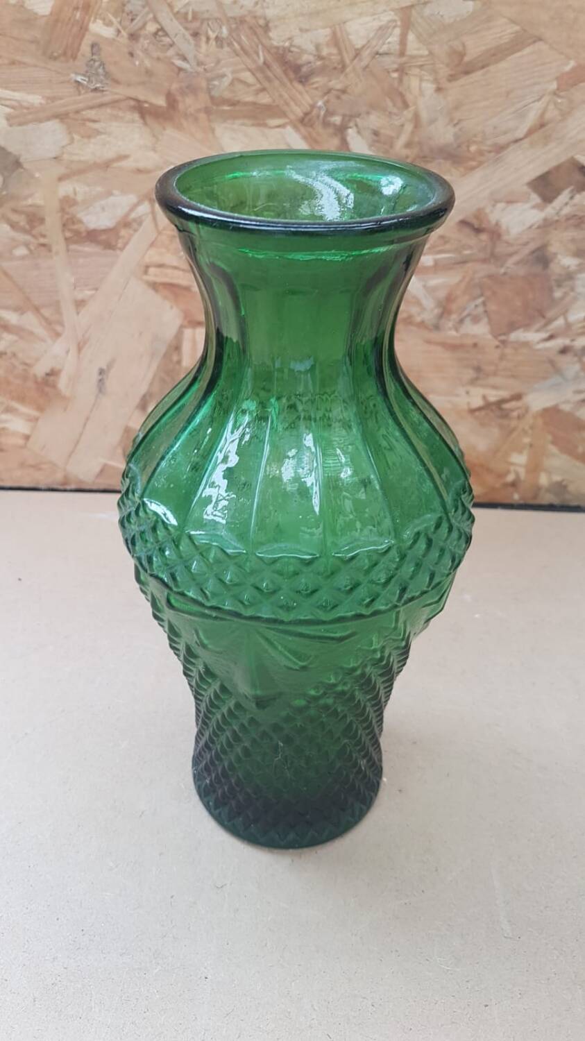 Old Green Molded Glass Vase Decor Vintage Tips