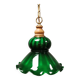 lampe suspendue verte en verre double couche (intérieur blanc) avec plateau en bois et chaîne de sécurité,
