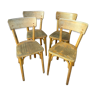 Suite de 4 chaises française de bistrot bois courbé 1960