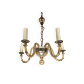 Lustre suspendu vintage en verre de Murano à 5 branches et nervures