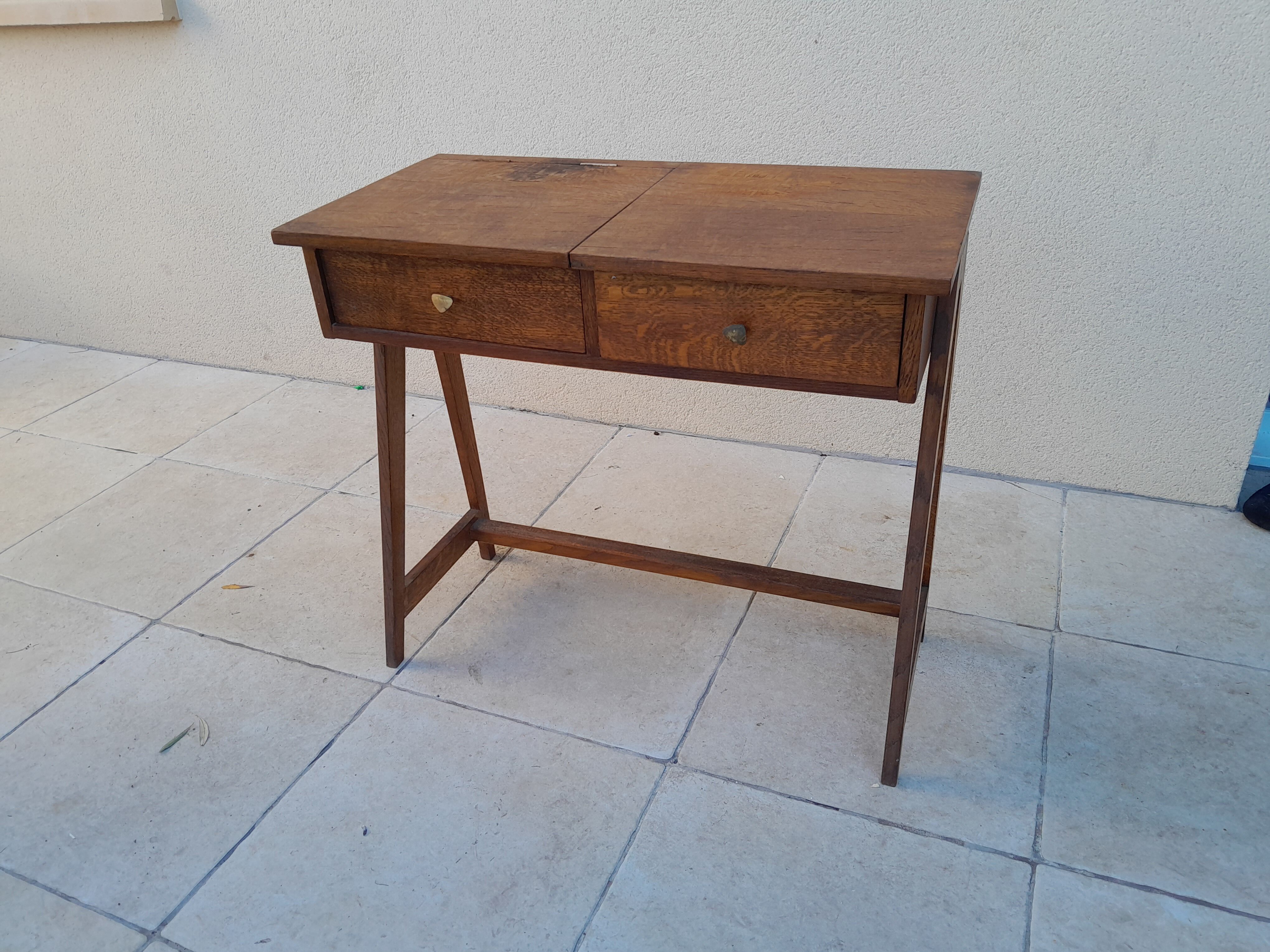Vintage desk, reconstruction period, 50s oak