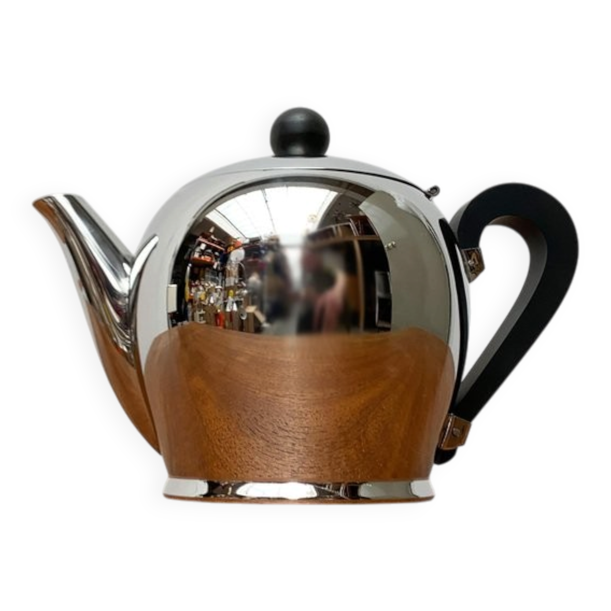 Postmodern Italian Bomb Teapot in Stainless Steel and Bakelite by Carlo Alessi for Alessi