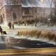 Huge oil painting on canvas Dutch school winter landscape 164x132