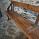 Banc de monastère antique XXL – Long banc de rangement en pin avec cadre en chêne, vers 1900–1920