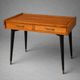 Vintage 1960s Scandinavian-style desk – 2 drawers – black tapered legs