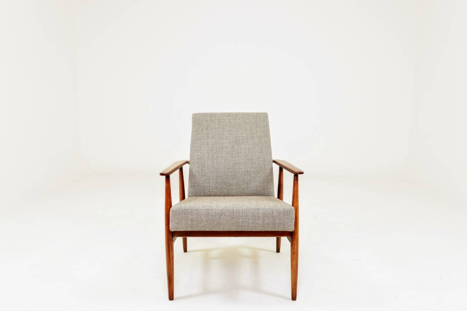Beige mixed vintage armchair from the 1970s.