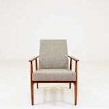 Beige mixed vintage armchair from the 1970s.