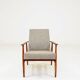 Beige mixed vintage armchair from the 1970s.