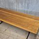 Vintage rectangular coffee table with a wooden top and black metal base, 1960s.
