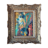 Tableau bouquet de fleurs cade doré