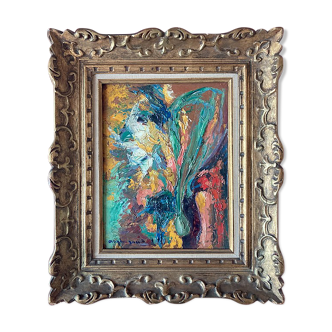 Tableau bouquet de fleurs cade doré