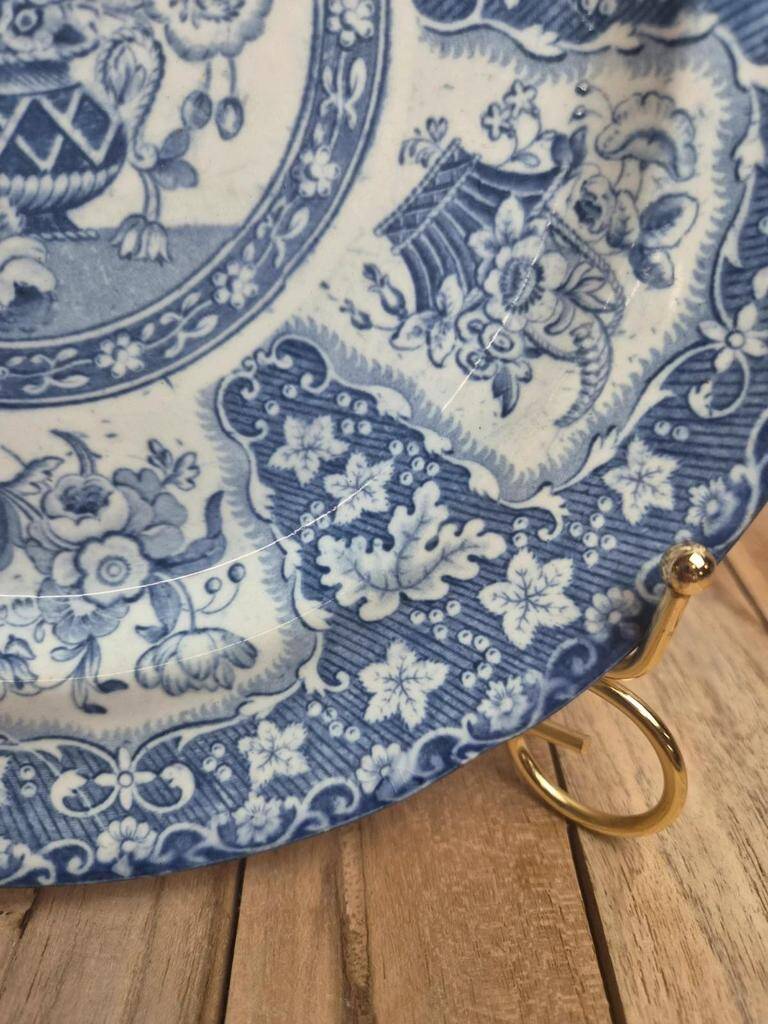 English plate XIXth filigree decoration Spode – fine earthenware blue and white around 1830