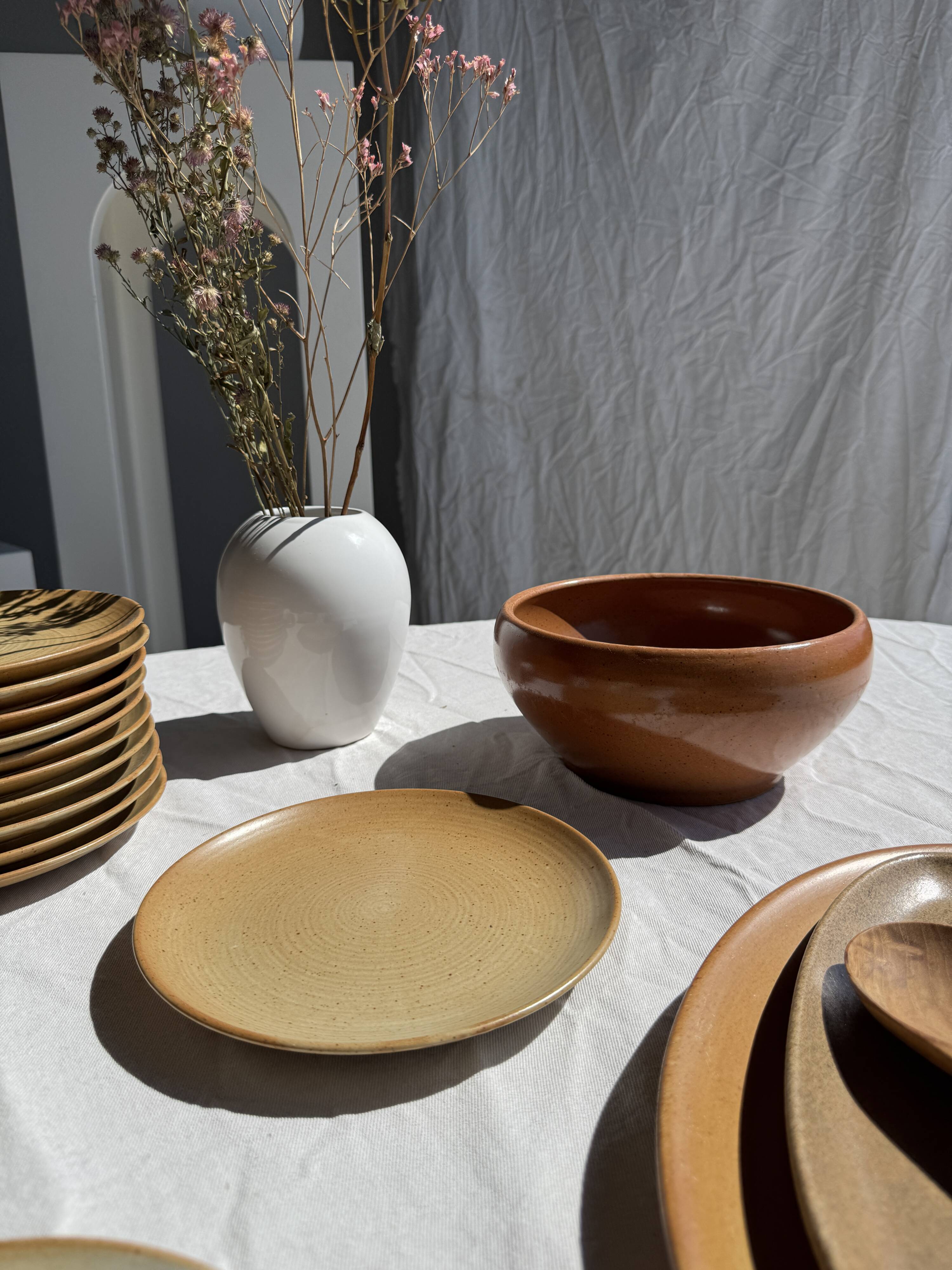 Large stoneware bowl Digoin Grès Pots France brown orange D21