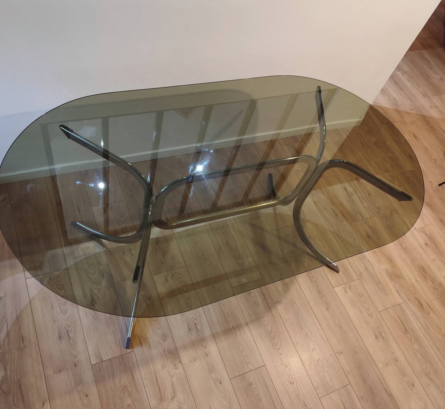 Vintage glass and chrome table