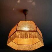 Bohemian hanging lamp cannage and vintage fringes