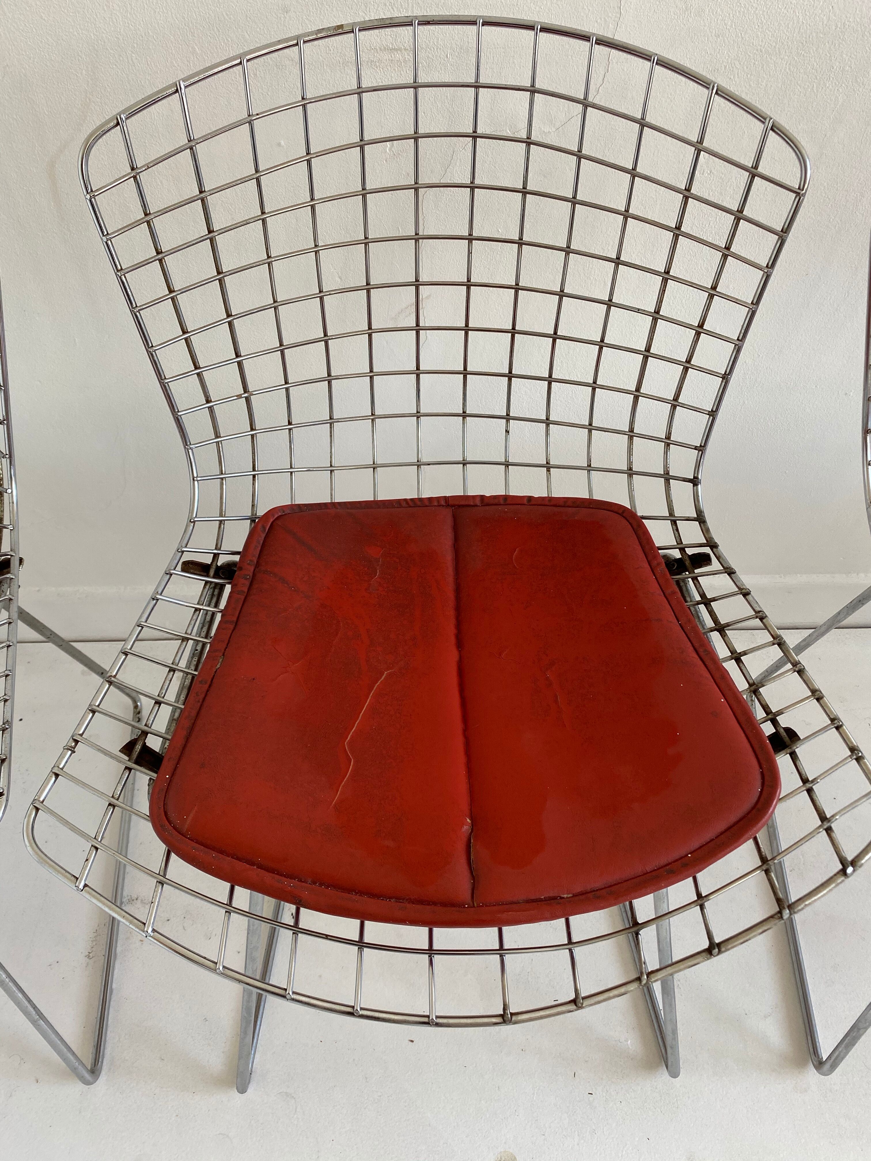 Lot de 4 chaises chromées par Bertoia pour Knoll, vers 1960