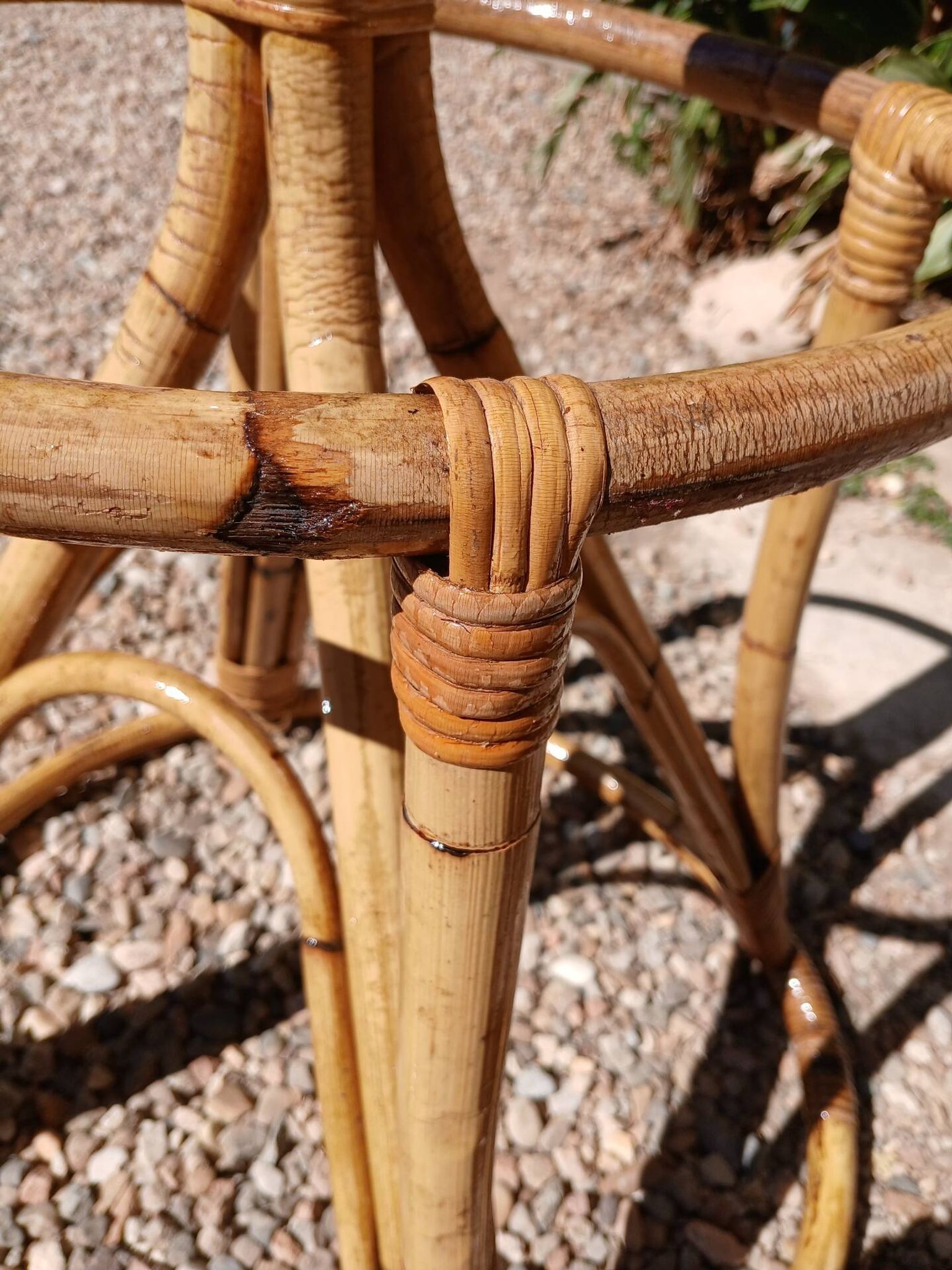 Vintage coat rack in bamboo and rattan