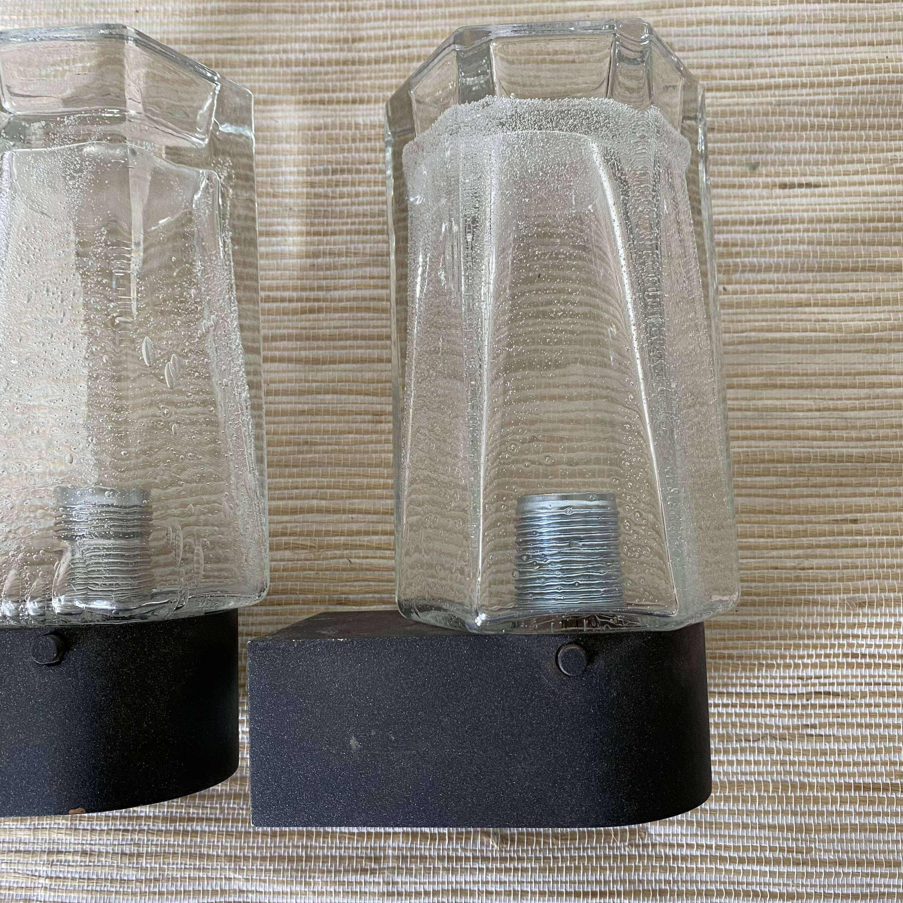 Pair of vintage Glashütte Limburg wall lights