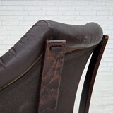 1970s, Scandinavian lounge chair, furniture leather, oak wood.