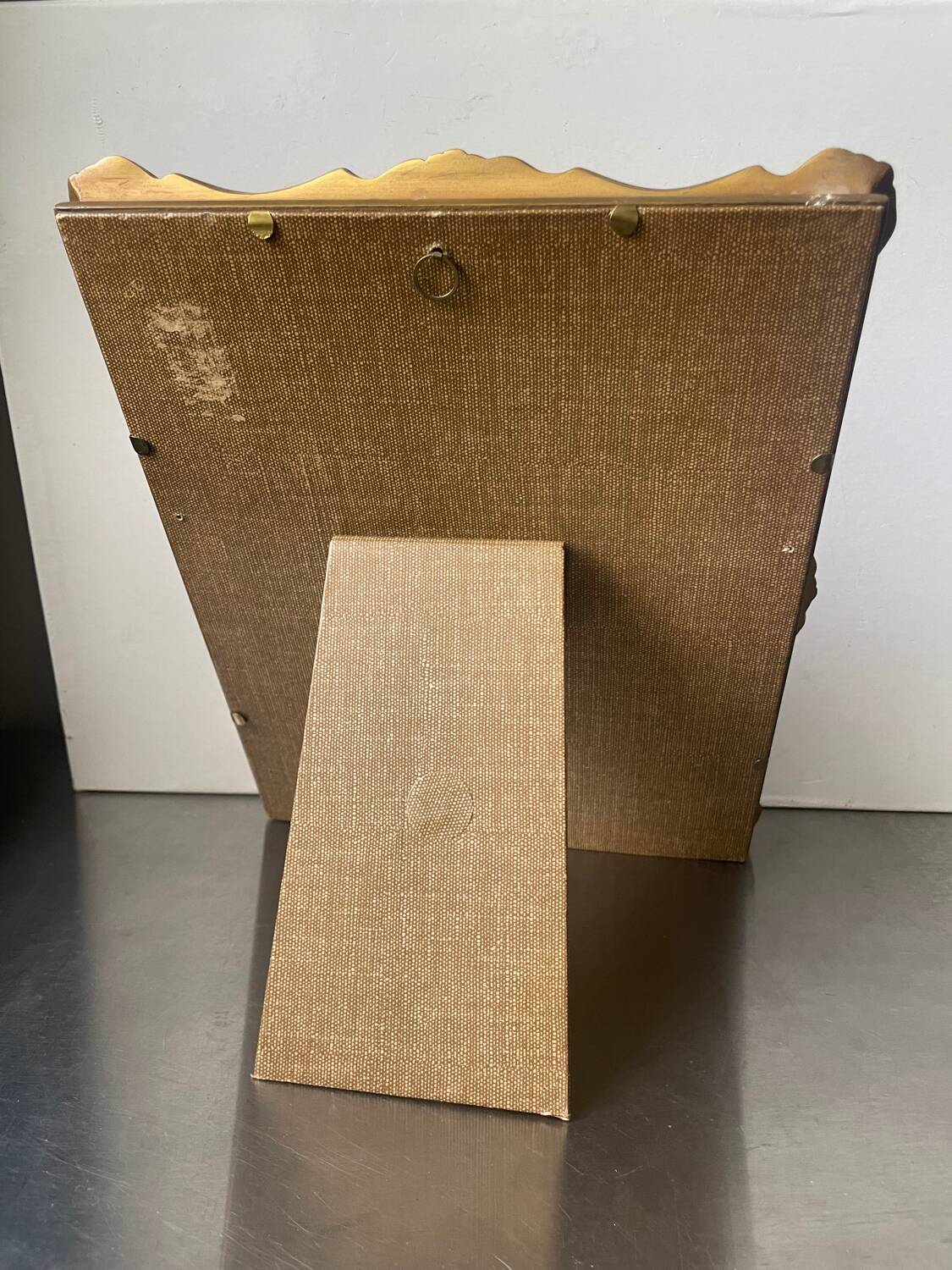 Antique Wooden Frame  gold colored  28 cm x 22 cm CONVEX Glass