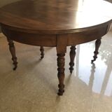 Louis Philippe walnut band table 6 legs 3 extensions