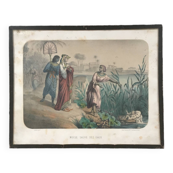 Illustration ancienne Moise sauvé des eaux