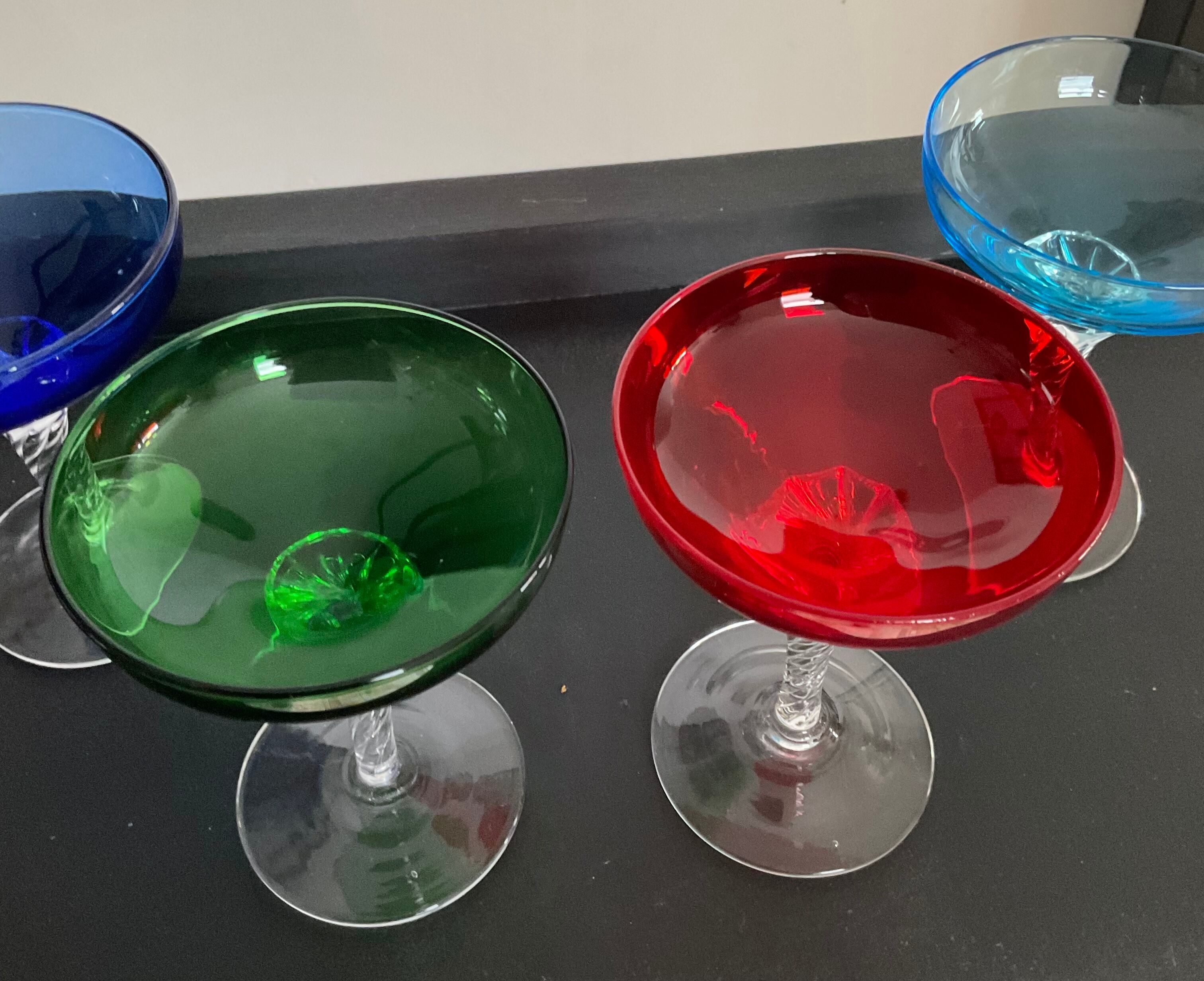 Series of 4 vintage glasses cut from the 50s-60s