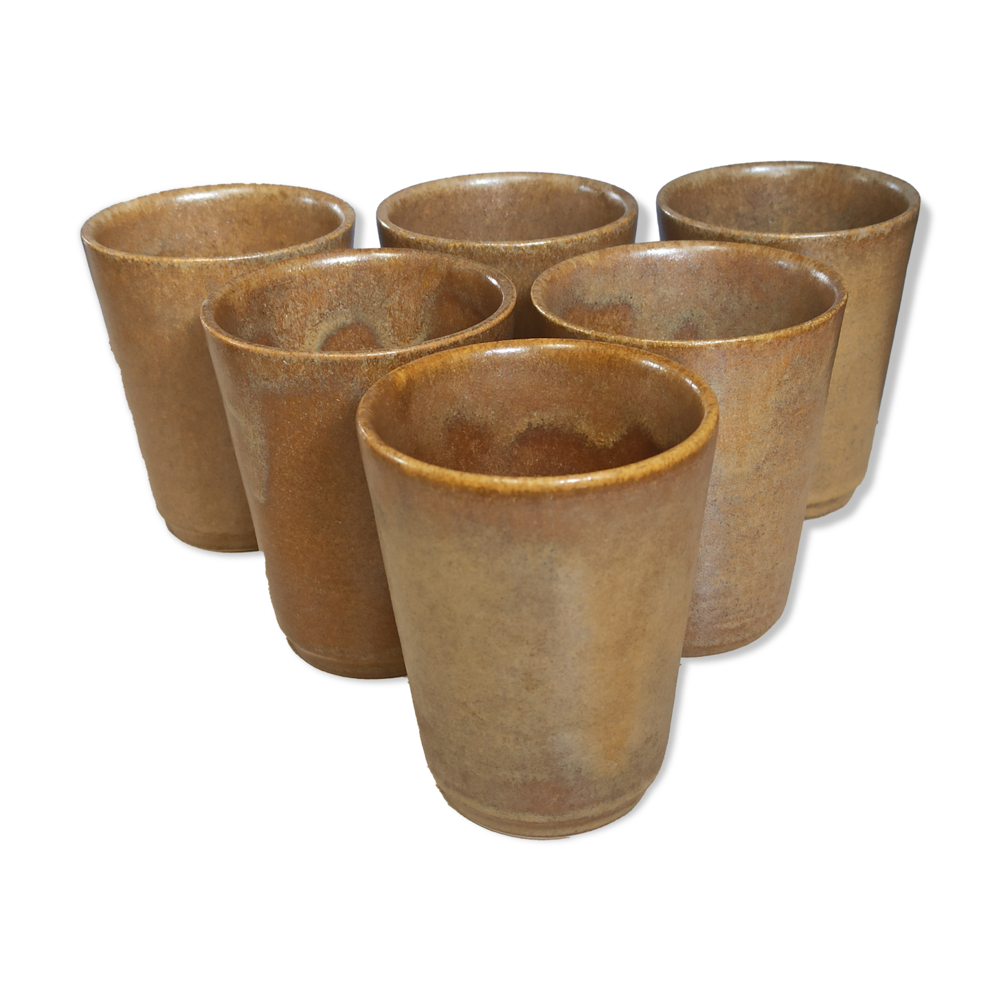6 Cups cups in vintage Digoin sandstone