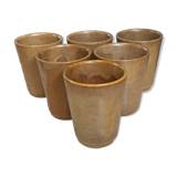 6 Cups cups in vintage Digoin sandstone